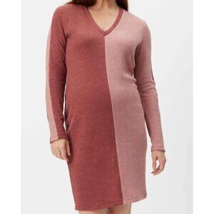 Women's Stowaway Colorblock Maternity Sweater Dress Earthtones Size Small New !!